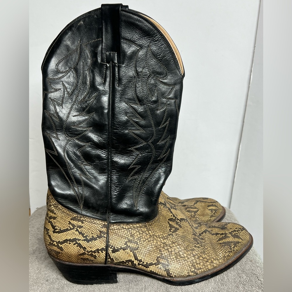 Vintage Handmade Mens Exotic Python Snakeskin Wes… - image 2